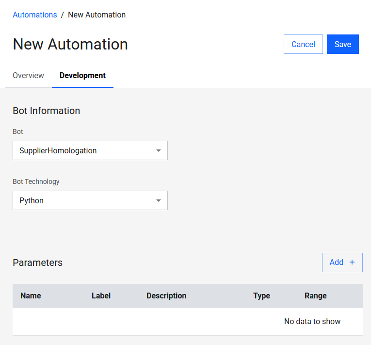 New Automation - Development