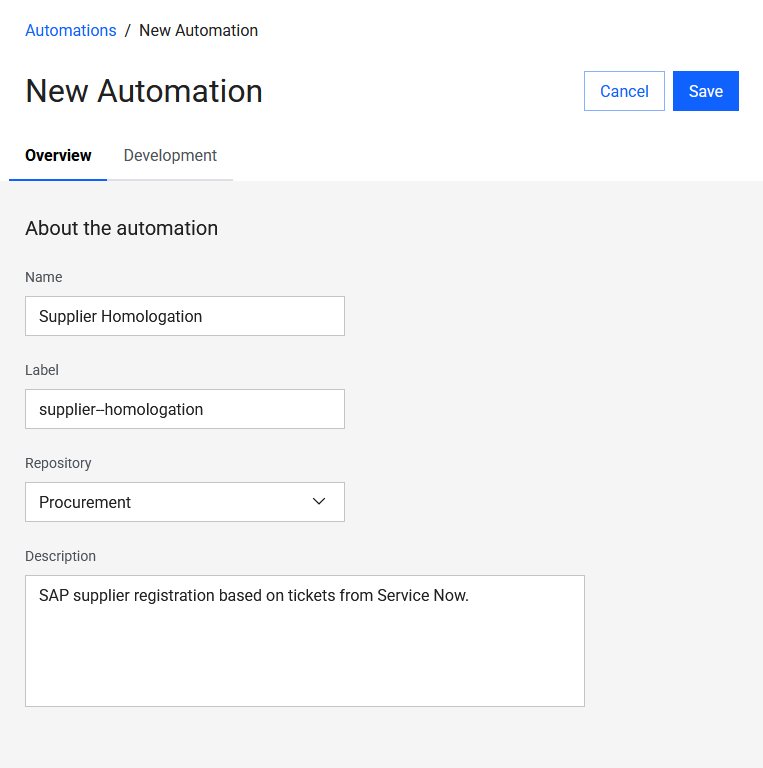 New Automation - Overview