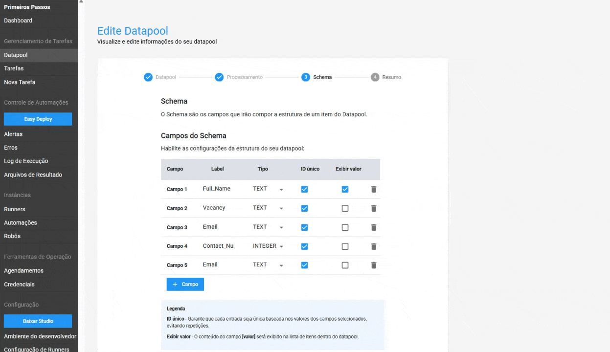 New columns for unique ID and value display