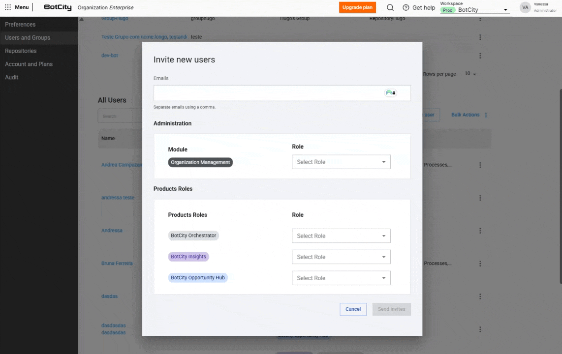 Invite multiple emails